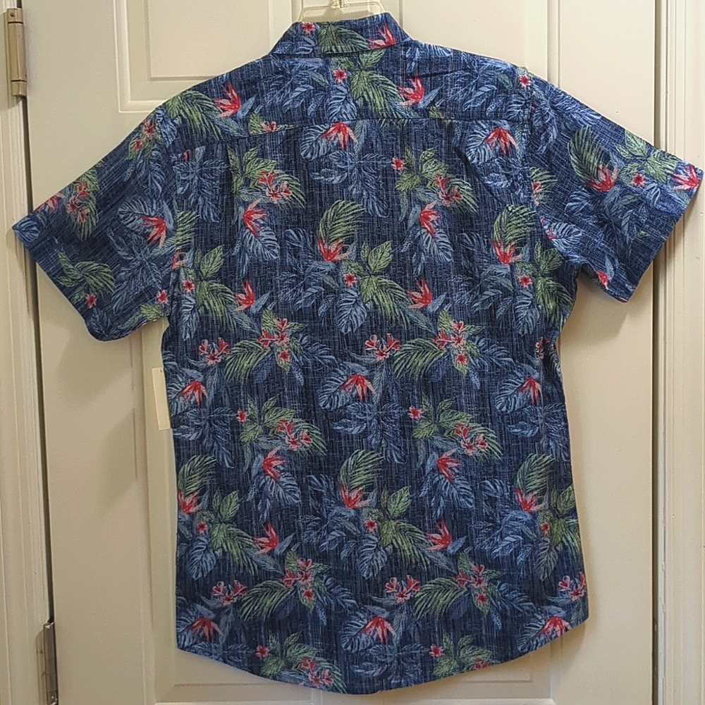 NWT IZOD SALTWATER Men's M Tropical Blue Short Sleeve Shirt - Picture 14 of 14